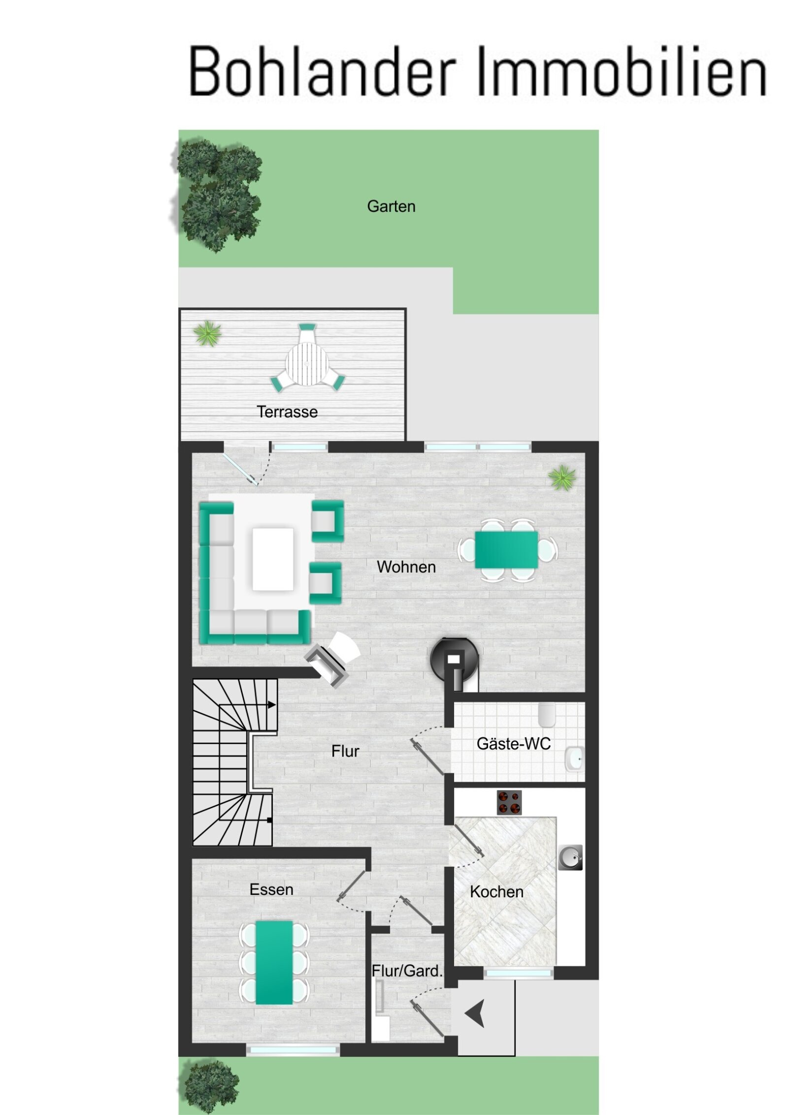 Modernisiertes Reihenhaus mit 150 m² Wohnfl. und 56 m² ausgeb. Dachgeschoss (zusätzl. Nutzfläche)